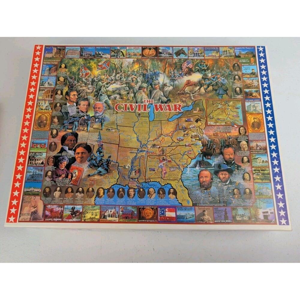 Vtg White Mountain 1000 pc Jigsaw Puzzle The Civil War Complete 24" X 30"